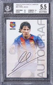 2004-05 Panini Barca Campeon "Catalan" #89 Lionel Messi Rookie Card - BGS EX+ 5.5